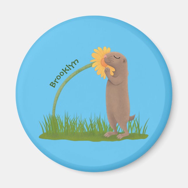 Imán Personalizado de flor de esnifado de perro de prad (Frente)
