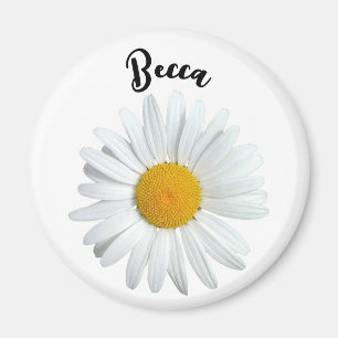 Imán personalizado de flor de margarita blanca per