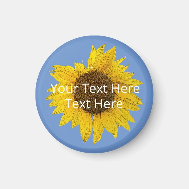 Imán Personalizado de fondo azul girasol (Frente)