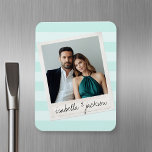 Imán Personalizado de fotograma retro fotográfico de In<br><div class="desc">Un regalo perfecto para la novia y el novio o para un regalo de aniversario. Añadir 1 imagen a este marco hipster y nombres y fechas personalizados para hacer un recuerdo perfecto.</div>