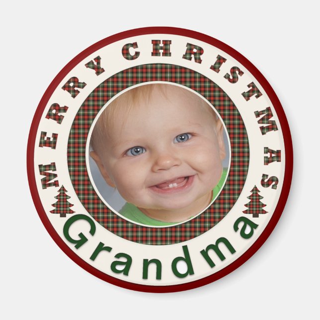 Imán Personalizado de fotos de navidad en la abuela (Frente)