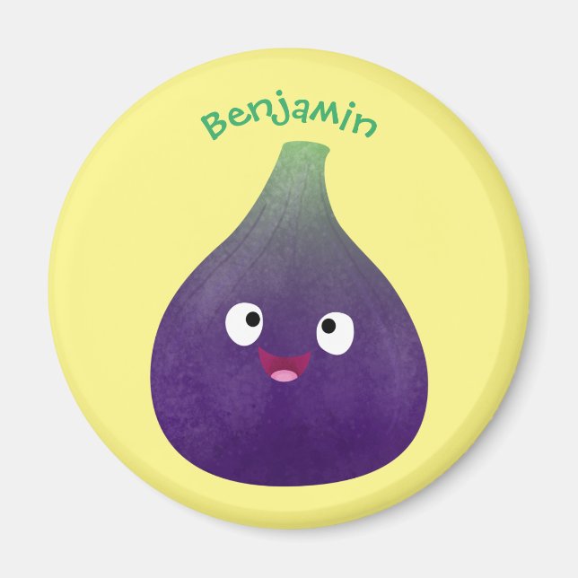 Imán Personalizado de fruta púrpura feliz (Frente)