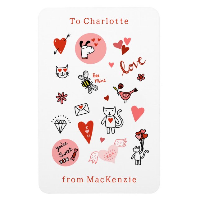 Imán Personalizado de gato Día de San Valentín (Vertical)