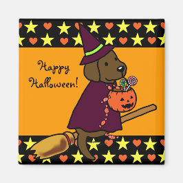 Imán Personalizado de Halloween Chocolate Labrador 1
