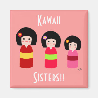 Imán Personalizado de hermanas de muñecas de Kokeshi
