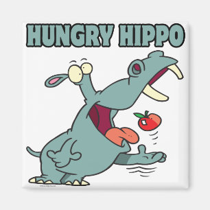 Imán personalizado de hippo hambriento y gracioso