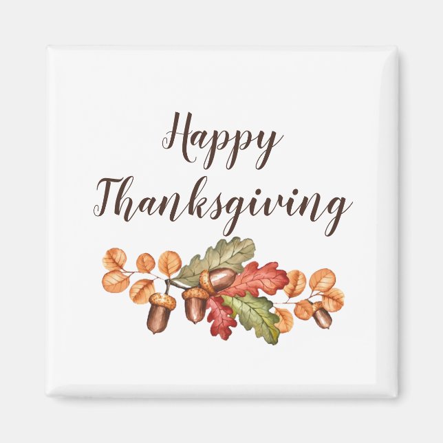 Imán Personalizado de hojas y bellotas de otoño (Frente)