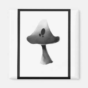 Imán Personalizado de Ilustracion de hongos blancos y n