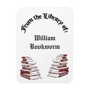 Imán Personalizado de la Biblioteca de Libros Vintage M