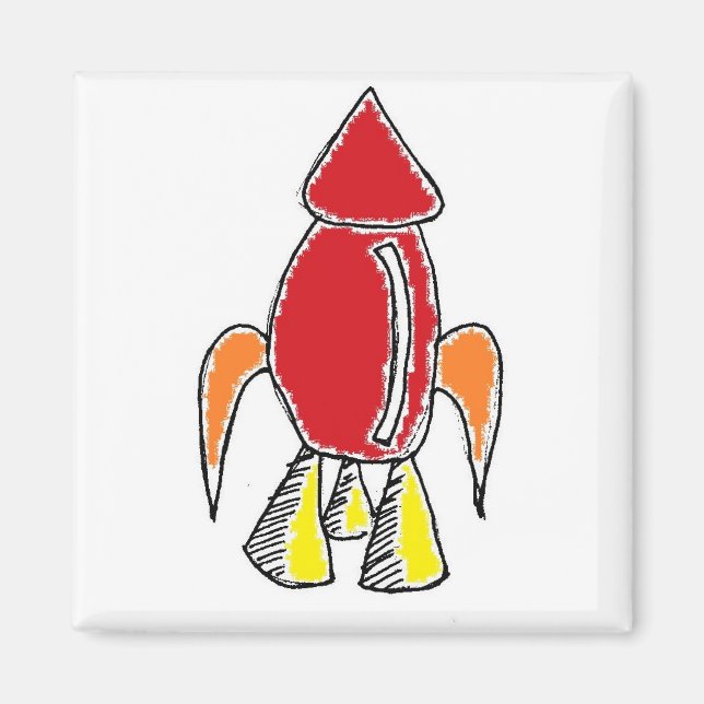 Imán Personalizado de la nave espacial Red Rocket Ship (Frente)