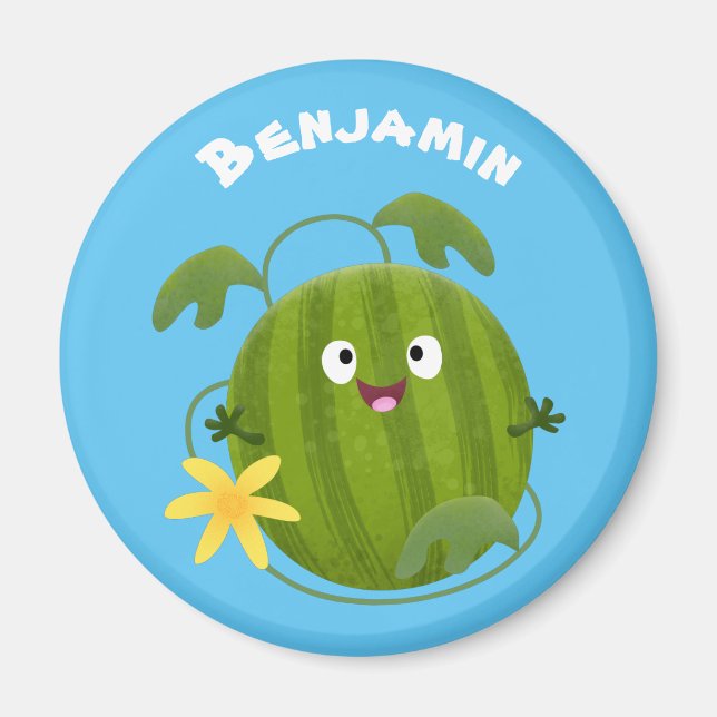 Imán Personalizado de la sandía sonriente alegre (Frente)
