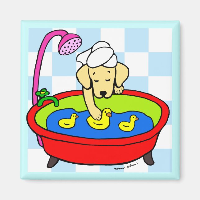 Imán Personalizado de Labrador Amarillo y Duques de Cau (Frente)