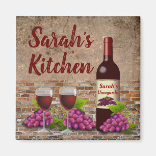 Imán Personalizado de lentes de vino de nombre personal