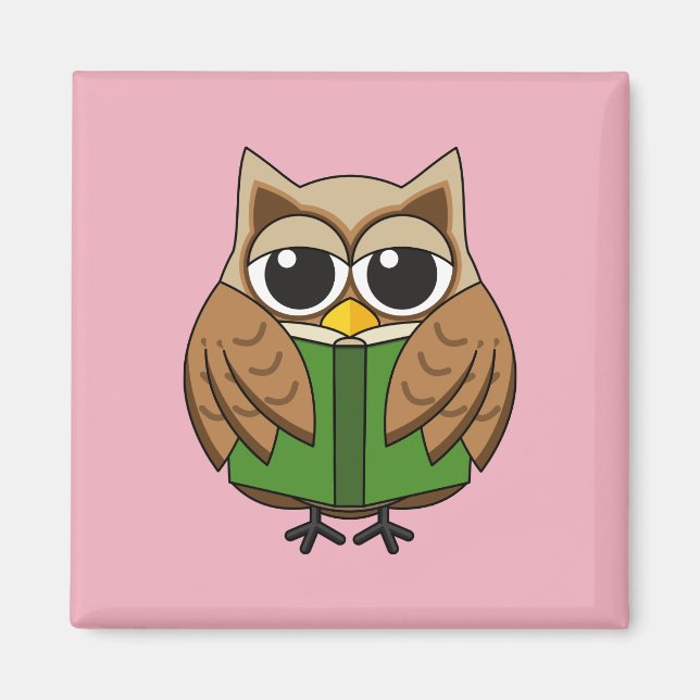 Imán Personalizado de libros de lectura de Lechuza de B (Frente)