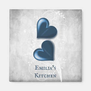 Imán personalizado de los corazones azules