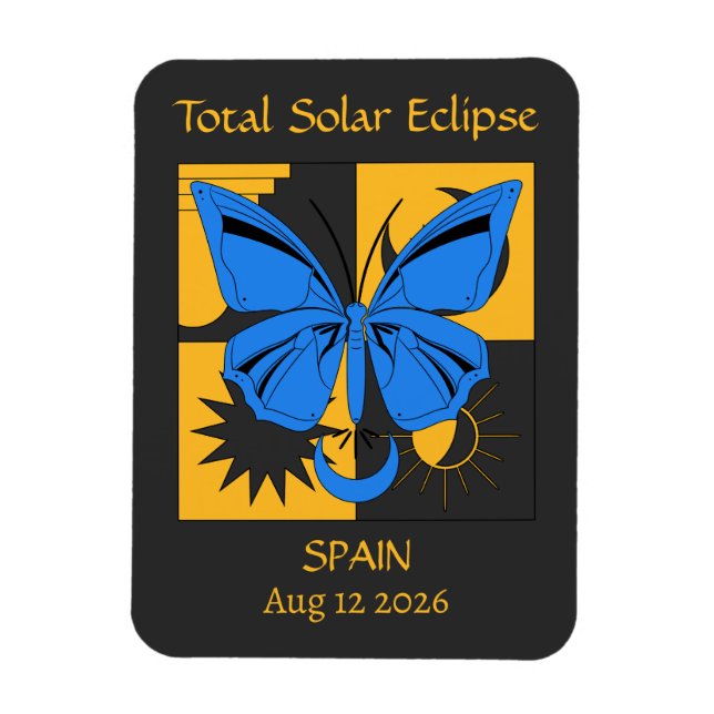 Imán Personalizado de mariposa de eclipse solar total (Vertical)