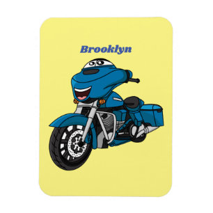 Imán Personalizado de moto azul feliz