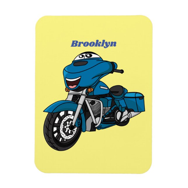 Imán Personalizado de moto azul feliz (Vertical)