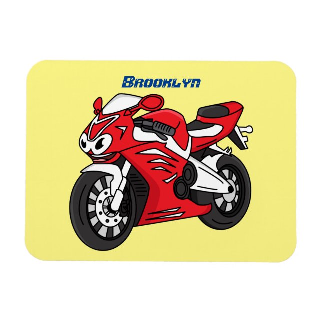 Imán Personalizado de motocicleta roja (Horizontal)