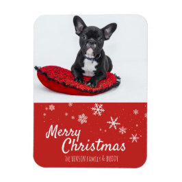 Imán Personalizado de Navidades fotográficos rojos de B