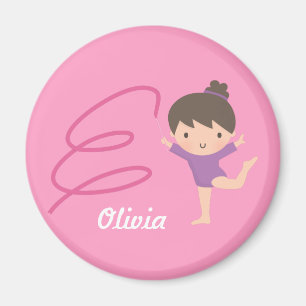 Imán Personalizado de Niña Gimnasta Adorable y Cin