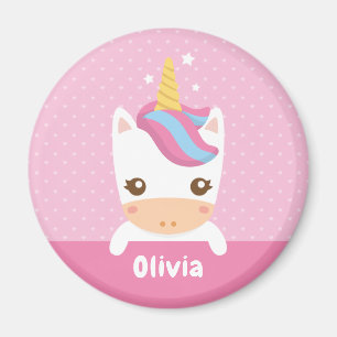 Imán Personalizado de Niñas Unicornio Pequeñas Kaw