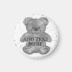 Imán Personalizado de oso de peluche  Texto negro y bla