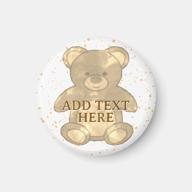 Imán Personalizado de Oso de Teddy Cute Texto (Frente)