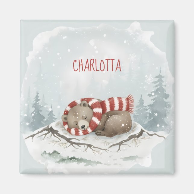Imán personalizado de oso invernal (Frente)