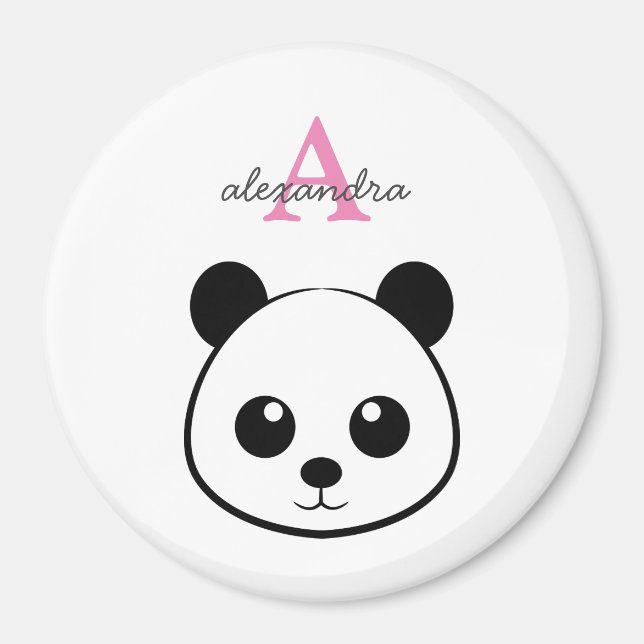 Imán Personalizado de oso panda lindo Monograma (Frente)