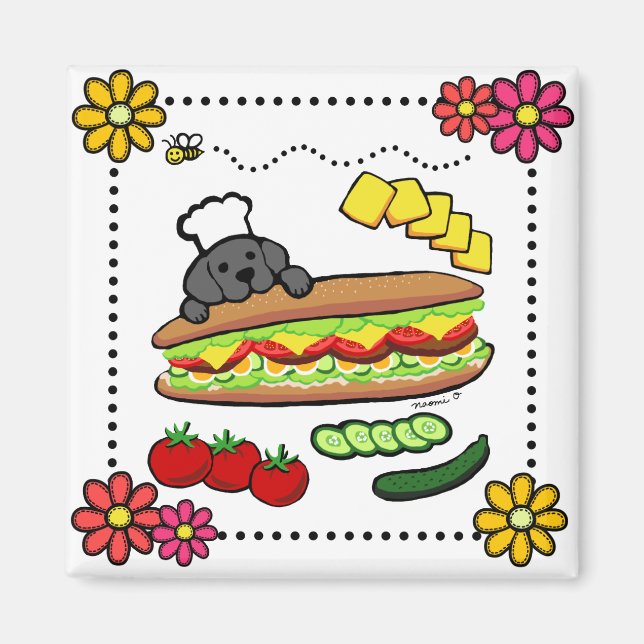 Imán Personalizado de Panadería del Labrador Negro (Frente)