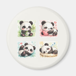 Imán Personalizado de Panda Adorable Estética Acua