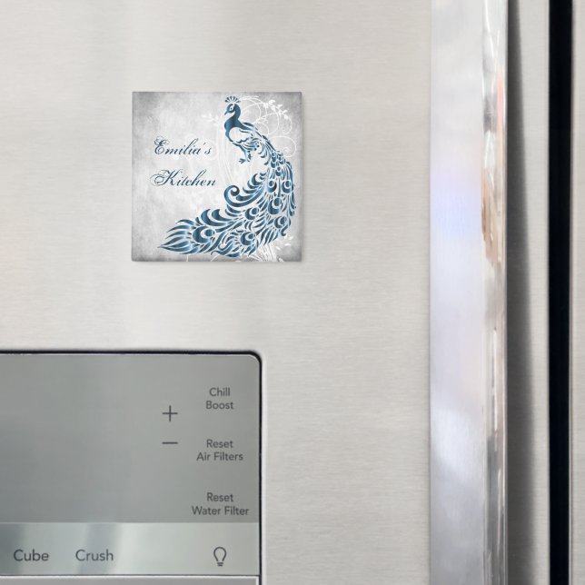 Imán personalizado de pavo real azul (In situ (nevera))