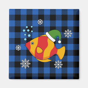 Imán Personalizado de peces tropicales de Navidad en pa