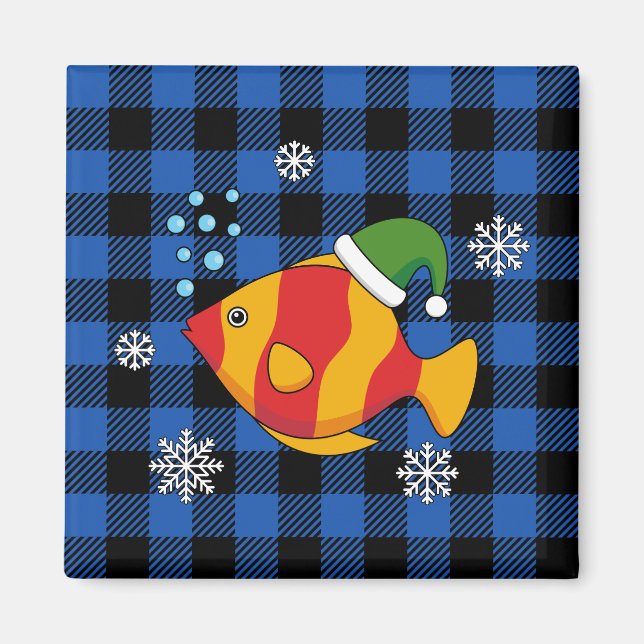 Imán Personalizado de peces tropicales de Navidad en pa (Frente)