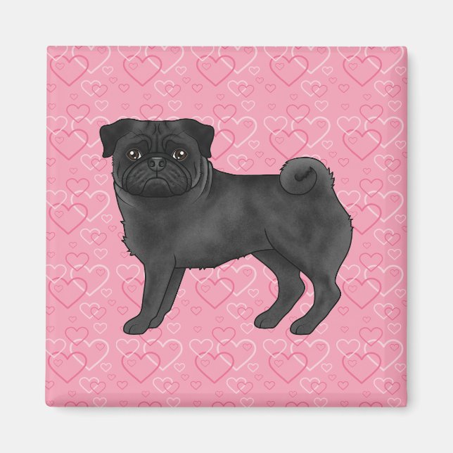 Imán Personalizado de perro de cerdo negro rompe patrón (Frente)