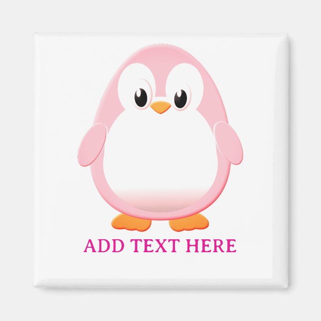 Imán Personalizado de Personalizado de pingüino rosado (Frente)