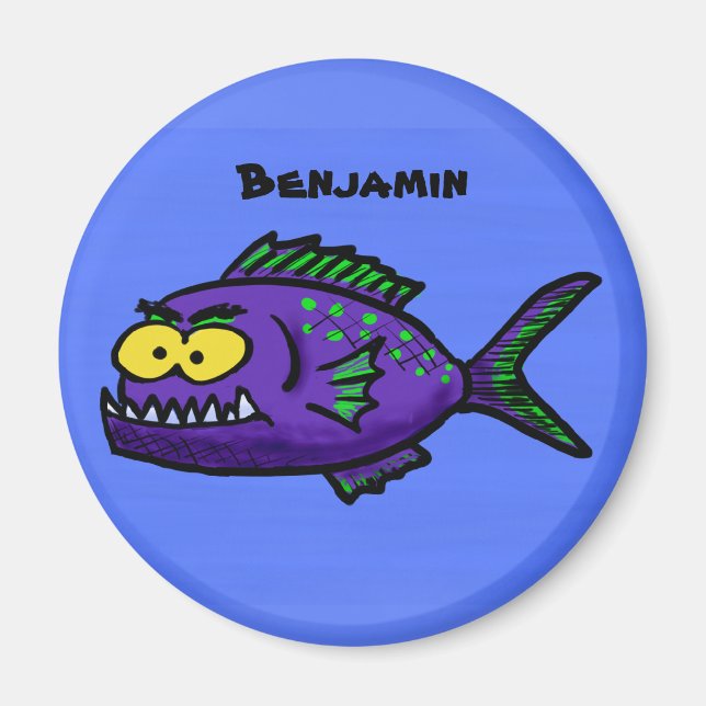 Imán Personalizado de pescado piraña (Frente)