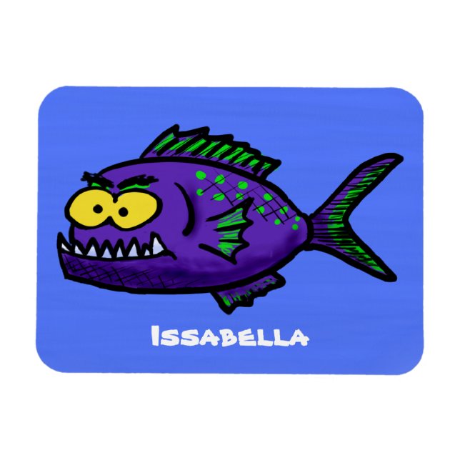 Imán Personalizado de pescado piraña (Horizontal)
