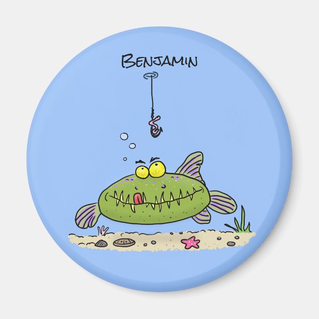 Imán Personalizado de pescadores de peces gordos y hamb (Frente)