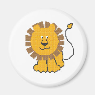 Imán Personalizado de puntos cruzados divertidos Lion