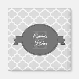 Imán personalizado de Quatrefoil gris