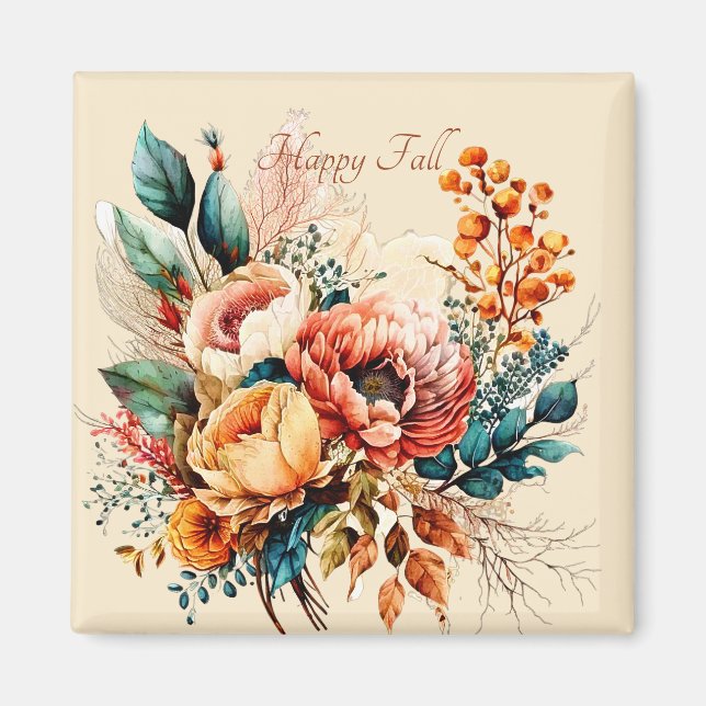 Imán Personalizado de ramos de otoño y boho (Frente)