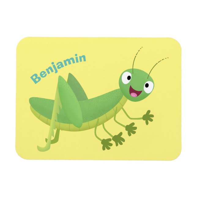 Imán Personalizado de saltamontes alegre verde (Horizontal)