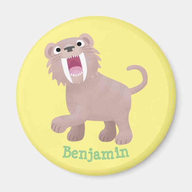 Imán Personalizado de Smilodon del tigre dientes de Cut (Frente)