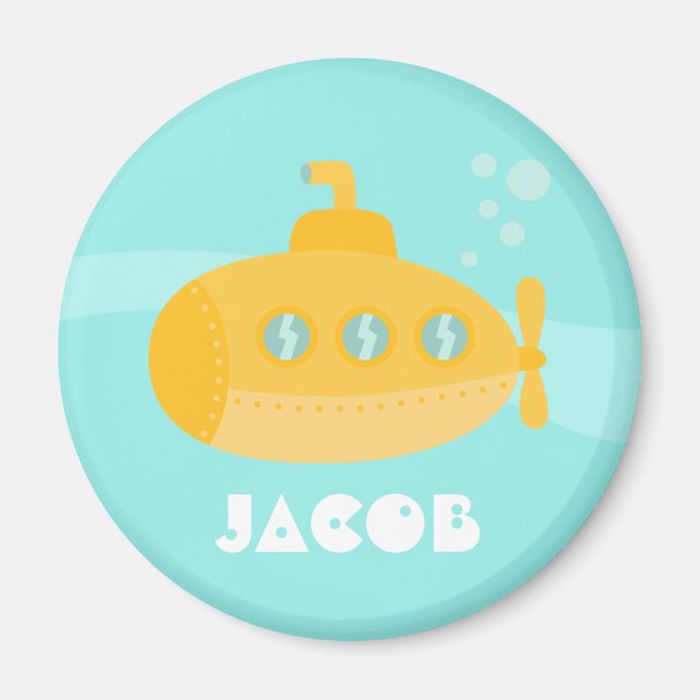 Imán Personalizado de Submarino Amarillo Lindo par (Frente)