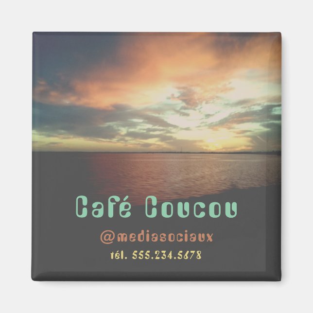 Imán Personalizado de texto nombre comercial retro atar (Frente)