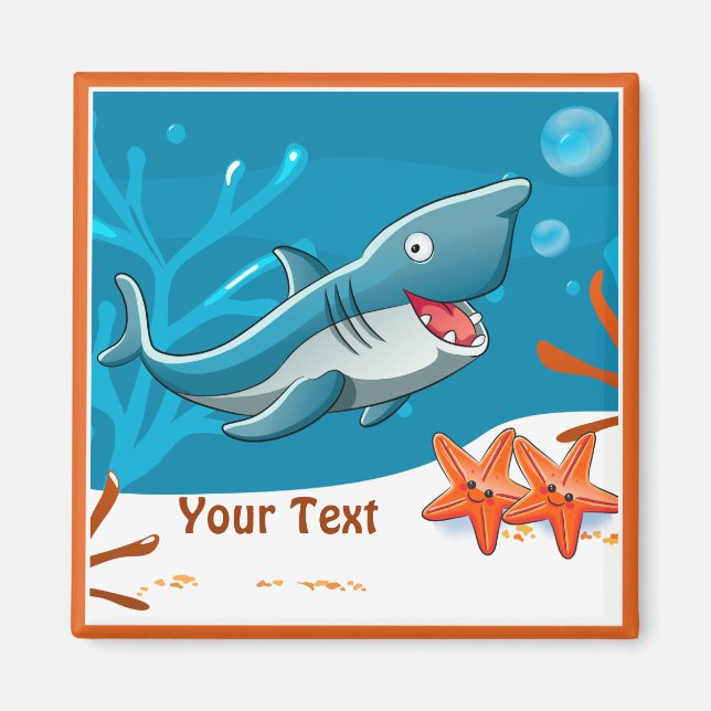 Imán Personalizado de tiburón dulce acuático oceán (Frente)