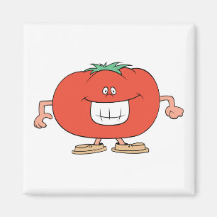 Imán personalizado de tomate tonto feliz