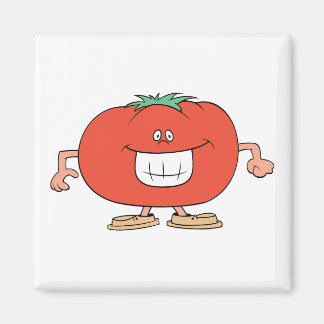 Imán personalizado de tomate tonto feliz